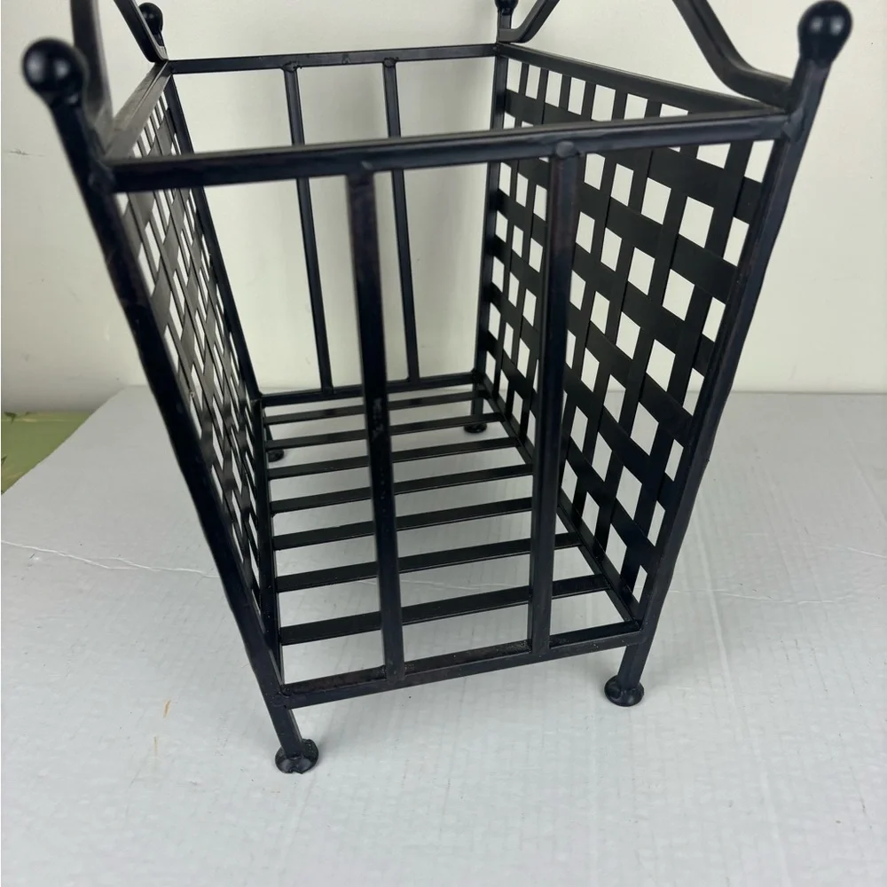 Vintage black woven metal magazine/storage rack